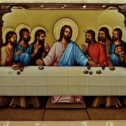 Image similar to the true last supper, jesus and his disciples, religious iconography