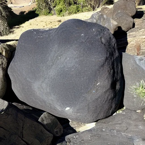 Image similar to humongous obsidian boulder, highly detailed photo