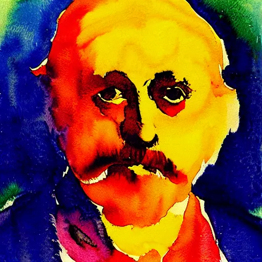 Prompt: a portrait a very ordinary person, by Emil Nolde, watercolour, astract, vivid colors, flat bold color