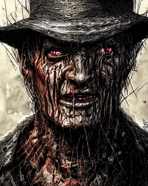 Image similar to freddy kruger, hyper realistic face, horror, fantasy art, in the style of greg rutkowski, intricate, hyper detailed