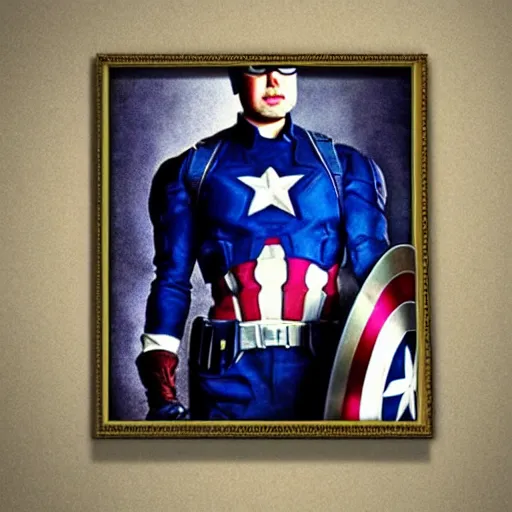 Image similar to Bod Ross, Captain America, painting, portrait