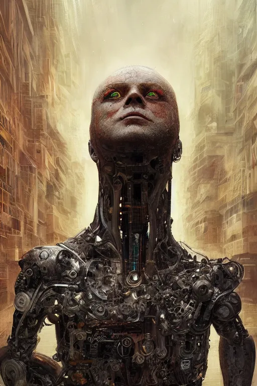 Image similar to the wrath of the seven deadly sins as an i robot, torso portrait, intricate, elegant, volumetric lighting, scenery, digital painting, highly detailed, artstation, sharp focus, illustration, concept art, luis rollo, ruan jia, steve mccurry, john berkey