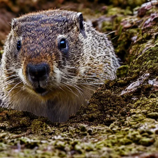 Image similar to a groundhog diving, realistic, photo wide angle, 8K