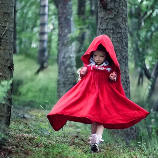 Image similar to little red riding hood riding the big bad wolf