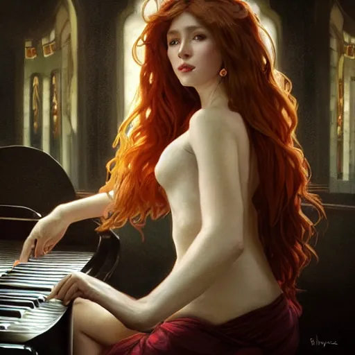 Prompt: a Photorealistic dramatic fantasy render of Elesky, the Streamer, a beautiful redhaired woman playing the piano by WLOP,Artgerm,Greg Rutkowski,Alphonse Mucha, Beautiful dynamic dramatic dark moody lighting,shadows,cinematic atmosphere,Artstation,concept design art,Octane render,8K The seeds for each individual image are: [824803438, 834779519, 1786560639, 555400831, 3274589695, 1801446143, 3284479999, 2708519935, 1285445247]