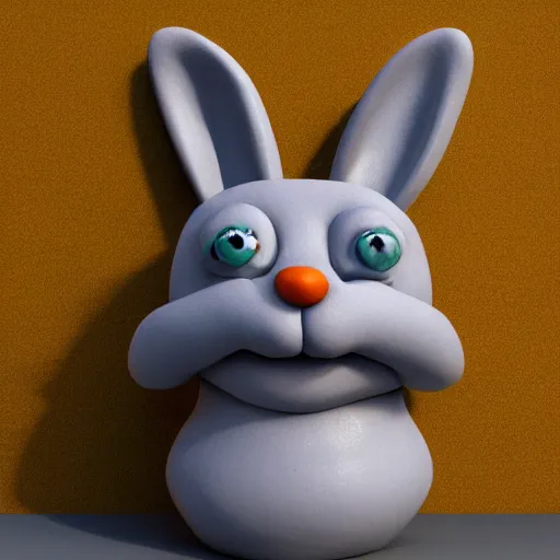 Prompt: a clay sculpture of a funny bunny, new york city background, hyper realistic, 3 d render