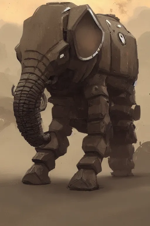 Image similar to robot war elephant in the style of Greg rutkowski