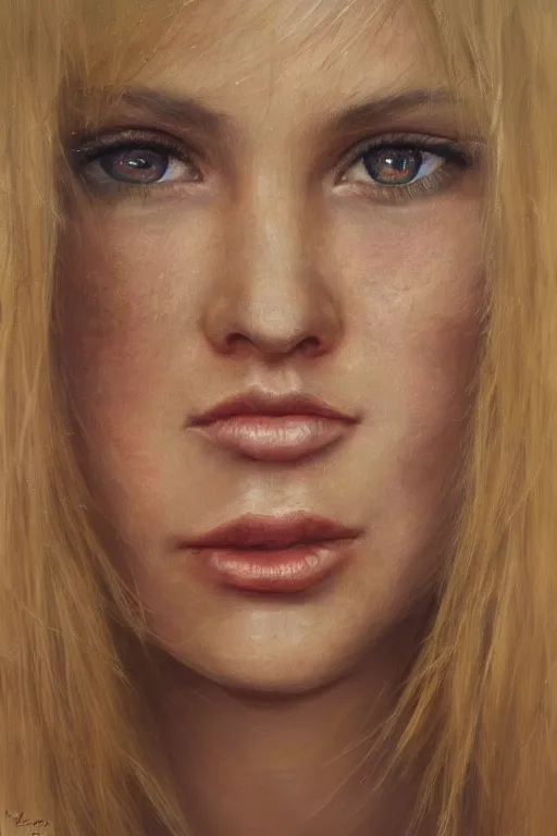 Image similar to An extremely beautiful detailed close up portrait of a blonde haired polish princess, green eyes, long hear, round face, artstation, oil painting, award winning