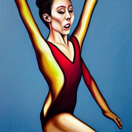 Prompt: portrait an Olympic figure skater, full frontal, painted by Trevor brown