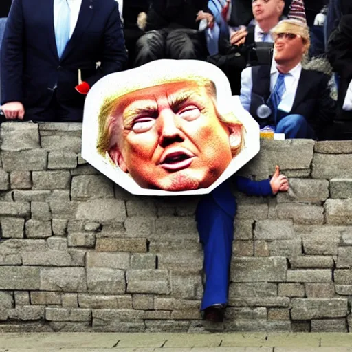 Prompt: donald trump as humpty dumpty sat on a wall