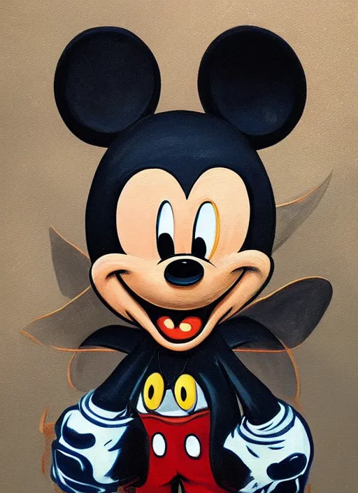 Prompt: a painting of baphomet mickey mouse, concept art by brom, trending on cgsociety, gothic art, apocalypse art, cosmic horror, # vfxfriday