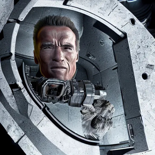 Image similar to hyperrealistic dslr film still of arnold schwarzenegger in dead space, stunning 8 k octane comprehensive 3 d render, inspired by istvan sandorfi & greg rutkowski & unreal engine, perfect symmetry, dim volumetric cinematic lighting, extremely hyper - detailed, incredibly real lifelike attributes & texture, intricate, masterpiece, artstation, 8 k 8 5 mm f 1. 4