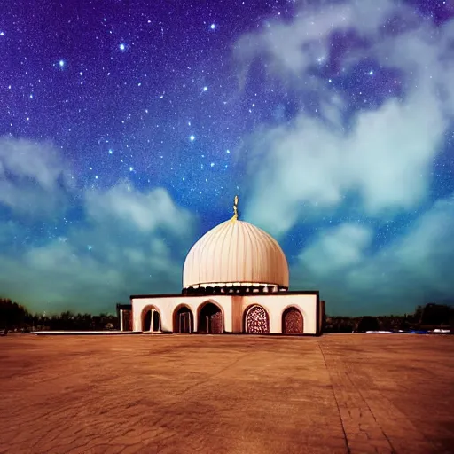 Image similar to mosque surrounded by nebula clouds