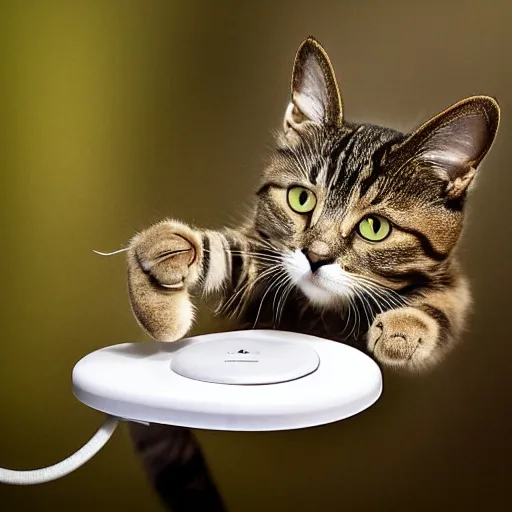 Prompt: cat who has catch computer's mouse ,Comedy Wildlife Photography Awards, award winning photography, by Leonardo Espina