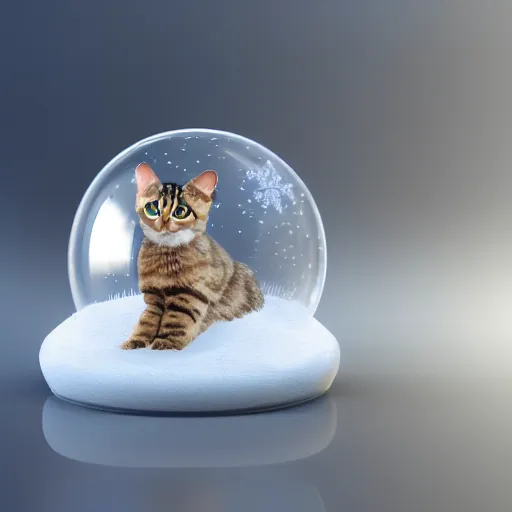 Prompt: snow globe of cat cyber war, artstation, photorealism