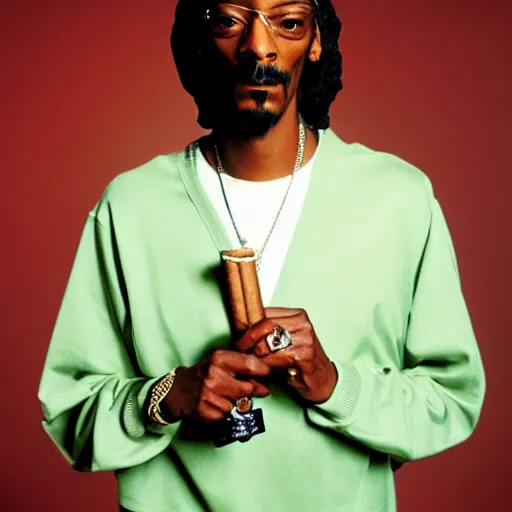 Prompt: Snoop Dogg holding a cigar for a 1990s sitcom tv show, Studio Photograph, portrait, C 12.0