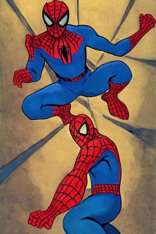 Image similar to artwork by nicholas roerich, spiderman, marvel,