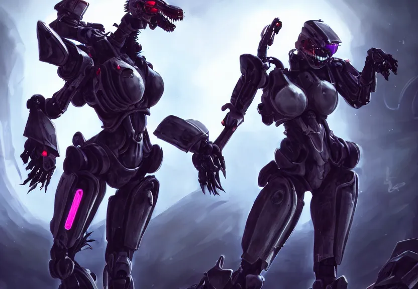 Prompt: epic cinematic shot of singular stunning beautiful hot anthropomorphic mecha female dragon fighting in the nuclear war with laser rifle, has silver armor and fuchsia skin, skeletons on the ground, bleak atmosphere, warframe fanart, terminator art, epic scale, furaffinity, deviantart, octane