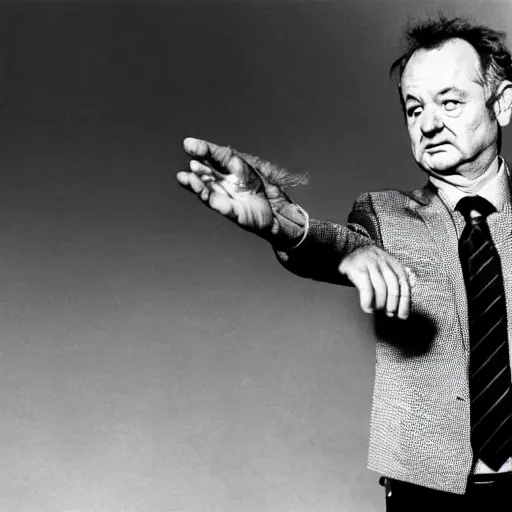 Prompt: bill murray saves the world, award winning press photo