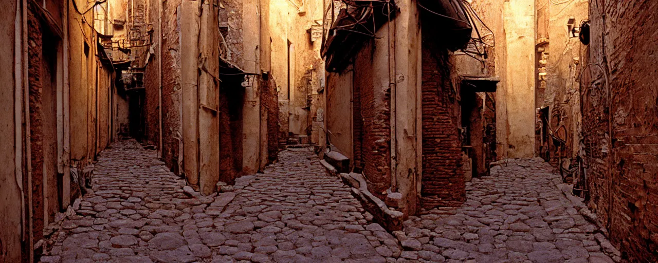 Image similar to ancient roman alley covered in spaghetti, circa 1 0 0 bc, sigma 8 0 mm, cinematic lighting, photography, wes anderson, kodachrome