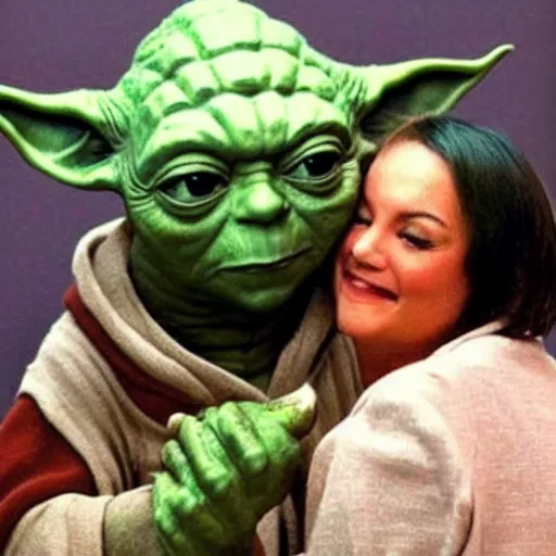 Image similar to Yoda kissing Obama