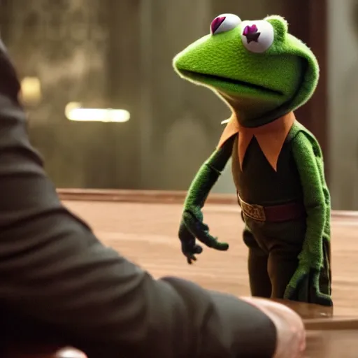 Image similar to Kermit the frog as John wick in John wick 4k hd movie still