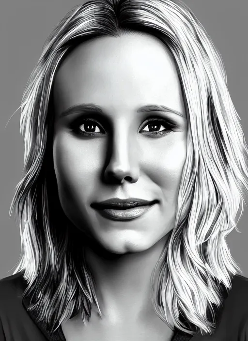Prompt: portrait of kristen bell winking at the camera and biting her lips, intricate, elegant, highly detailed, photorealistic, trending on artstation, digital art