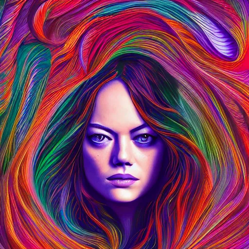 Image similar to 8k detailed psychedelic abstract illustration of Emma Stone , detailed, intricate, elegant, highly detailed, digital painting, artstation, smooth, sharp focus