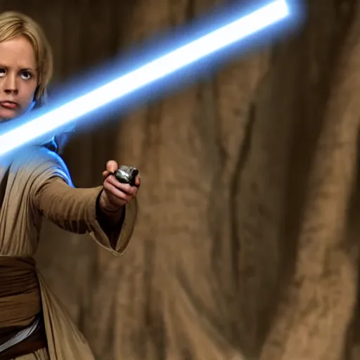 Prompt: young karen fisher as a jedi in star wars, 8k resolution, full HD, cinematic lighting, award winning, anatomically correct