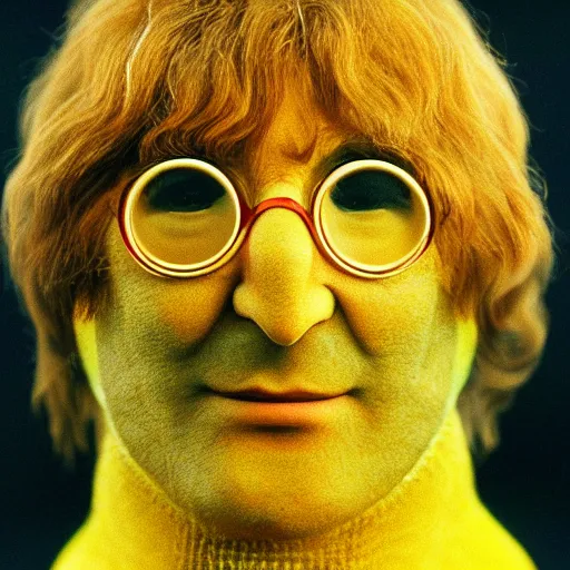 Prompt: john lennon inside a lemon costume, ultra realistic, highly detailed, colorized, 4 k