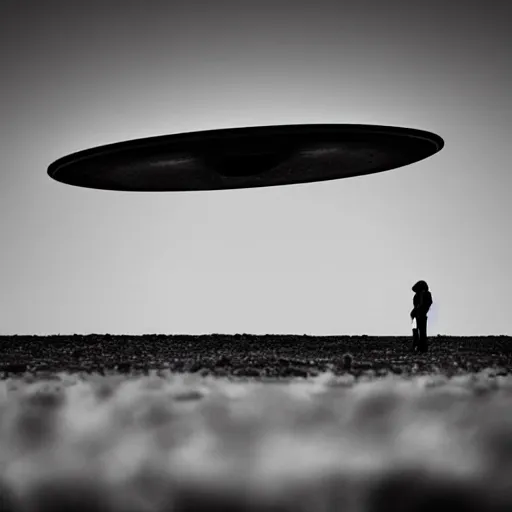 Image similar to silhouette of a person watching a ufo in a large desolate natural scene. entries in the 2 0 2 0 sony world photography awards.