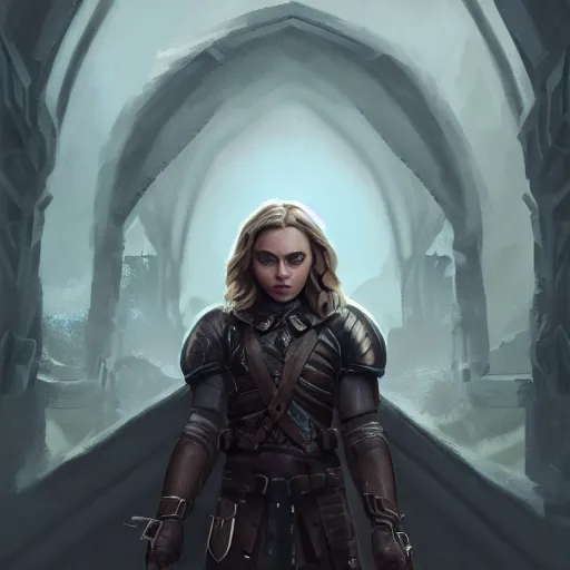 Image similar to symmetrical portrait, AnnaSophia Robb as a D&D paladin, dramatic lighting, cinematic, establishing shot, high detail, photo realistic, cinematic lighting, post processed, 8k, concept art, artstation, matte painting, in the style of eddie mendoza, raphael lacoste, alex ross