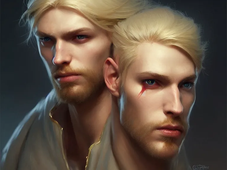 Prompt: mandor, prince of chaos character!!!, blond!!, hyperrealistic, highly detailed, cinematic, volumetric sunlight, beautiful, cgssociety, artstation, 8 k, oil painting by greg rutkowski, by artgerm, by wlop