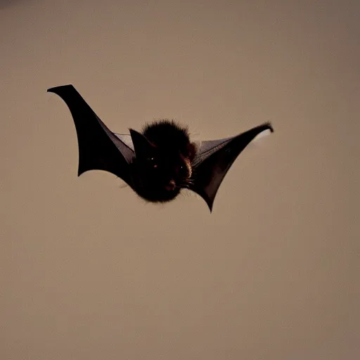 Image similar to a bat kitten, in flight, Nikon, telephhoto