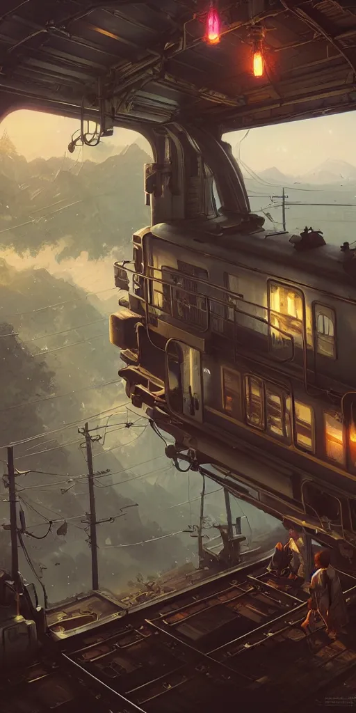 Image similar to highly detailed train in gta v, stephen bliss, unreal engine, fantasy art by greg rutkowski, loish, rhads, ferdinand knab, makoto shinkai and lois van baarle, ilya kuvshinov, rossdraws, tom bagshaw, global illumination, radiant light, detailed and intricate environment