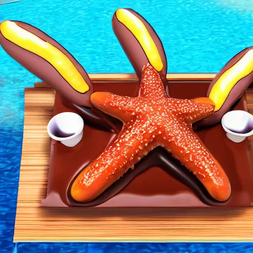 Image similar to ladies and gentlemen introducing the chocolate starfish and the hot dog flavoured water bring it on heavy guitar riffs, realistic, hdr, clear image, hdd, rtx on, dynamic lighting,