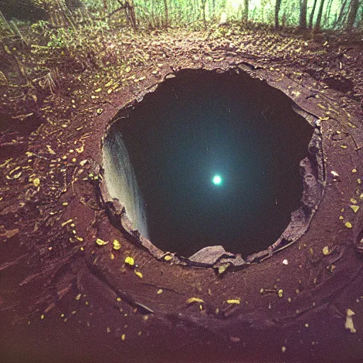 Image similar to infinity nightmare sinkhole, accidentally photographed, accidental photo portra 8 0 0 in the 9 0 s