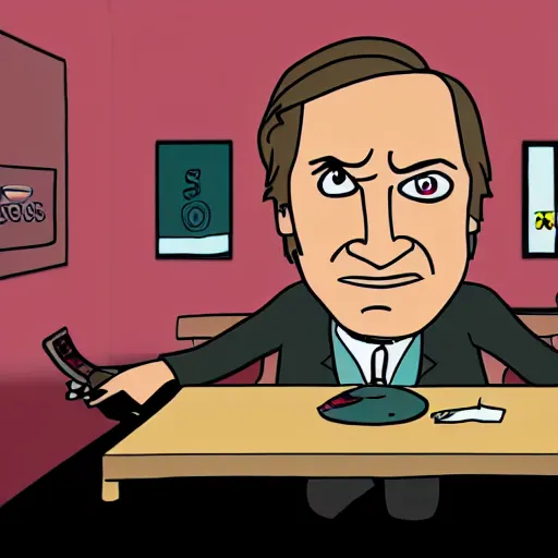 Prompt: Saul Goodman in bob’s burgers animation