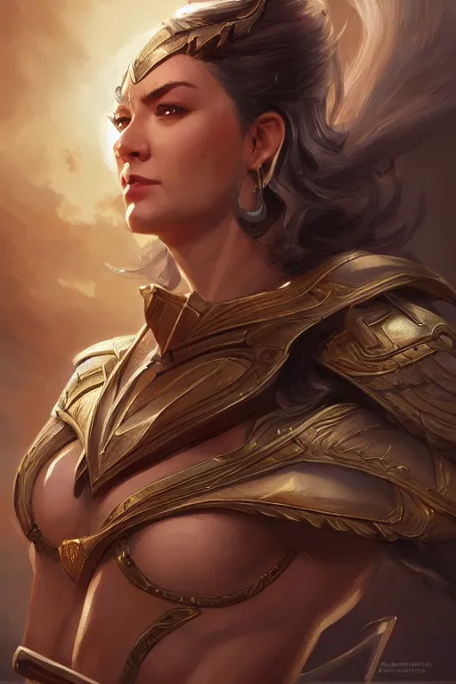 Image similar to amazon valkyrie athena, d & d, fantasy, portrait, highly detailed, headshot, digital painting, trending on artstation, concept art, sharp focus, illustration, art by artgerm and greg rutkowski and magali villeneuve