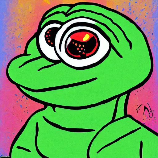 Prompt: pepe the frog in a world by maximillian lenz