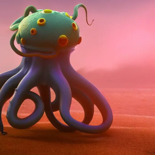 Image similar to photography of a realistic tentacool animal, ultra detailed, 8 k, cinematic lighting, natural background, trending on artstation, pokemon