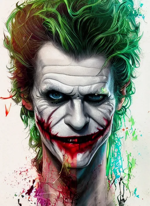 Prompt: a Demon Slayer portrait of The Joker, tall, pale-skinned, slender with lime green eyes and long eyelashes by Stanley Artgerm, Tom Bagshaw, Arthur Adams, Carne Griffiths, trending on Deviant Art, street art, face enhance, chillwave, maximalist, full of color, glittering