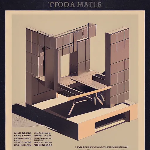 Prompt: porta 4 0 0 golden isometric projection graphic design poster of a saw table inspired by communism propaganda posters