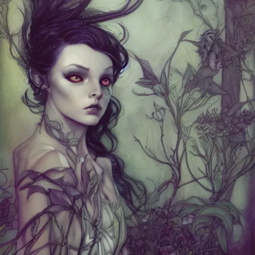 Image similar to a portrait in the style of anna dittmann and gerald brom and arthur rackham.