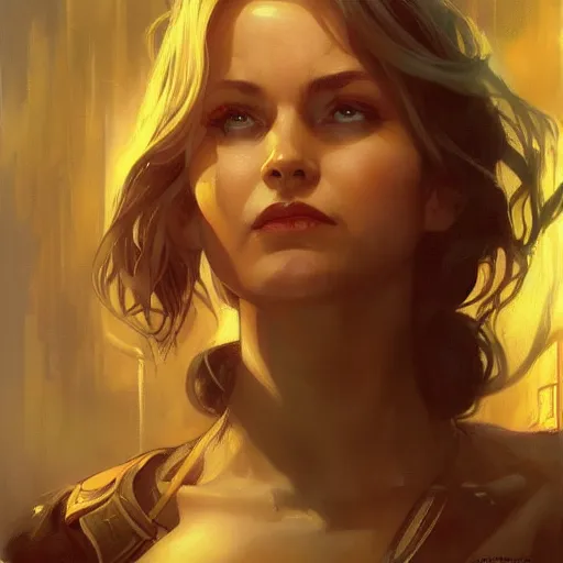 Image similar to jaina proudmoore, hyperrealistic full figure, bladerunner street alley, art of elysium by frank frazetta and by jeremy mann and by alphonse mucha, fantasy art, photo realistic, dynamic lighting, artstation, full figure poster, volumetric lighting, very detailed face, 4 k, award winning