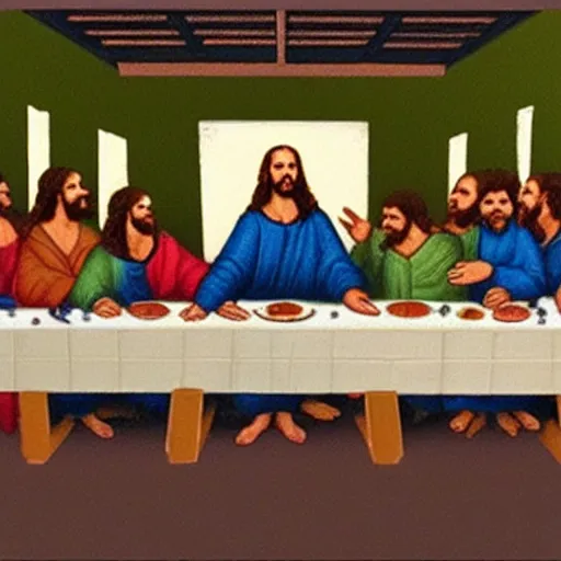 Prompt: stavros halkias at the last supper