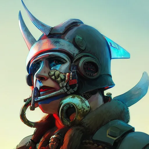 Image similar to cyberpunk viking helmet mask warrior goddess robot ninja fantasy, art gta 5 cover, official fanart behance hd artstation by jesper ejsing, by rhads, makoto shinkai and lois van baarle, ilya kuvshinov, ossdraws