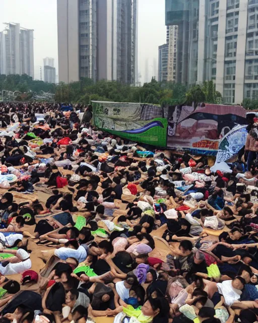 Prompt: tangping lying flat protest movement in china