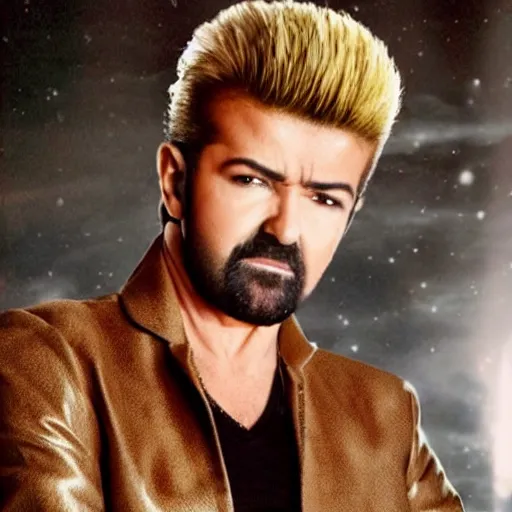 Prompt: george michael goes super saiyan during the last christmas music video