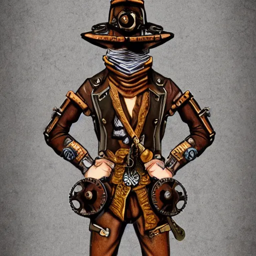 Image similar to a ninja with steampunk details.